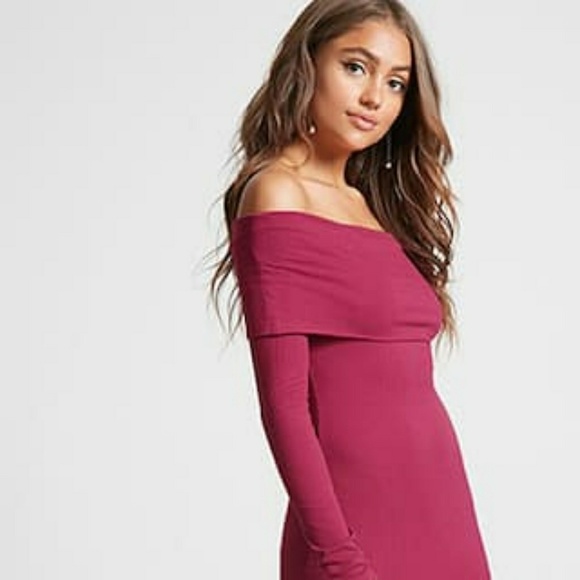 4/$30 🆕WT *👗F21 shoulder magenta bodycon dress - Picture 2 of 7